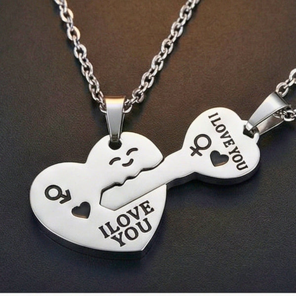 KEY TO MY HEART - Pure Titanium Steel Pendant with 23inch Round Rolo Chain for Men & Boys