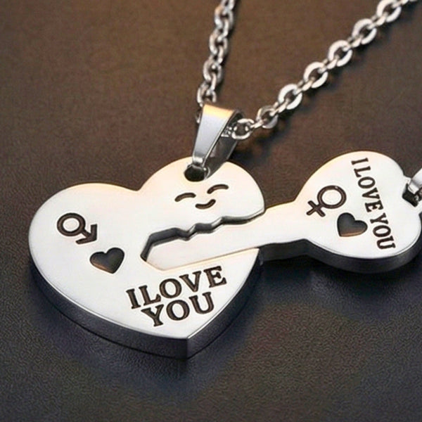 KEY TO MY HEART - Pure Titanium Steel Pendant with 23inch Round Rolo Chain for Men & Boys