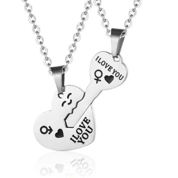 KEY TO MY HEART - Pure Titanium Steel Pendant with 23inch Round Rolo Chain for Men & Boys