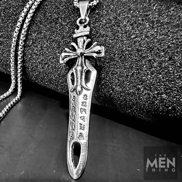 KINGS SWORD - Alloy Pendant with Stainless Steel 24inch Round Box Chain, American trending Style for Men & Boy