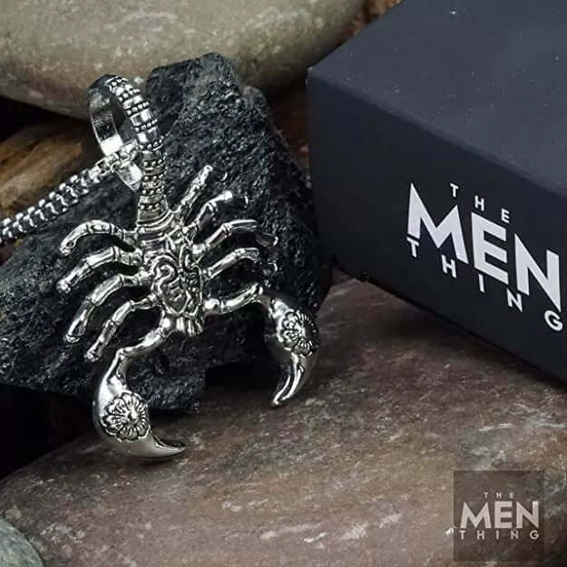 THE MEN THING SS Pendant/ Necklace KINGSCORP - Alloy  Scorpion Pendant with Pure Stainless Steel 24inch Round Box Chain, European trending Style for Men & Boys