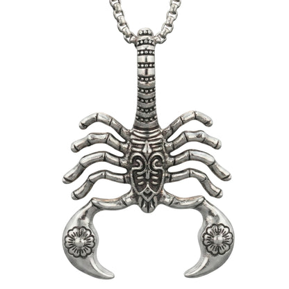 THE MEN THING SS Pendant/ Necklace KINGSCORP - Alloy  Scorpion Pendant with Pure Stainless Steel 24inch Round Box Chain, European trending Style for Men & Boys