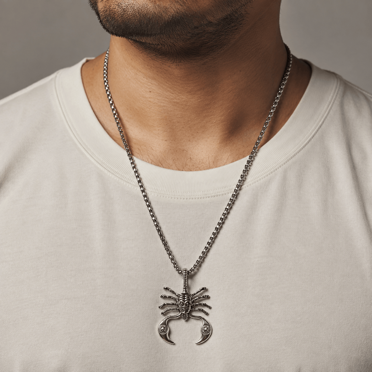 THE MEN THING SS Pendant/ Necklace KINGSCORP - Alloy  Scorpion Pendant with Pure Stainless Steel 24inch Round Box Chain, European trending Style for Men & Boys