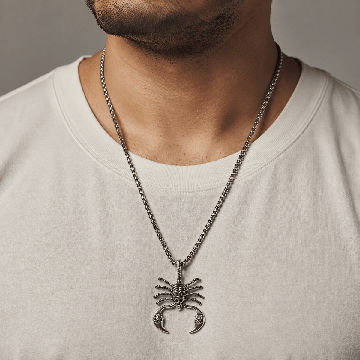 THE MEN THING SS Pendant/ Necklace KINGSCORP - Alloy  Scorpion Pendant with Pure Stainless Steel 24inch Round Box Chain, European trending Style for Men & Boys