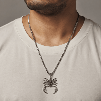 THE MEN THING SS Pendant/ Necklace KINGSCORP - Alloy  Scorpion Pendant with Pure Stainless Steel 24inch Round Box Chain, European trending Style for Men & Boys