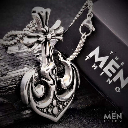 THE MEN THING SS Pendant/ Necklace KUNGS ANCHOR - Pure Titanium Steel Anchor Pendant with 24inch Round Box Chain for Men & Boys