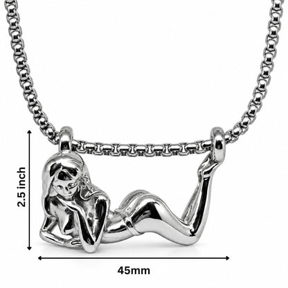 THE MEN THING SS Pendant/ Necklace LADY POSE - 45mm Titanium Steel Pendant with Adjustable Round Box 4mm Chain for Men & Boys (23inch)