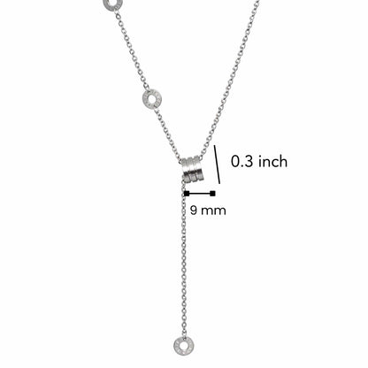 THE MEN THING SS Pendant/ Necklace LARIAT CIRCLE DROP - Pure Titanium Steel Pendant with 20 inch Link Box 4mm Chain for Men & Boys