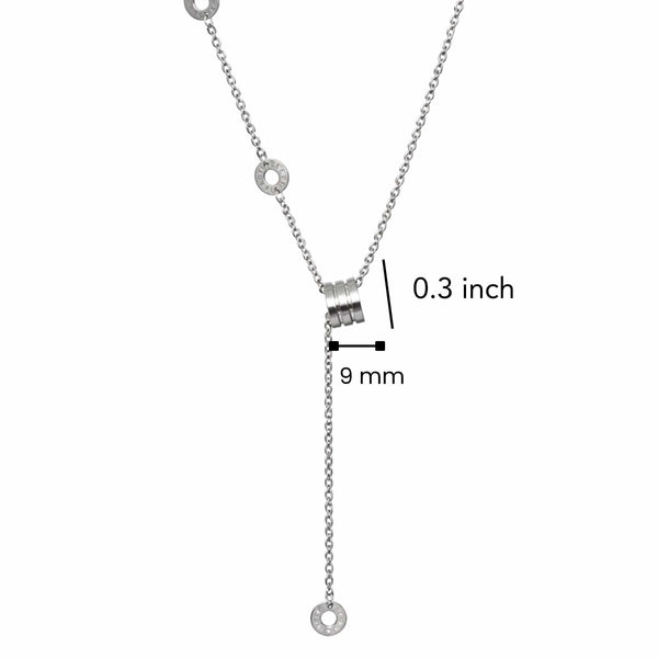 LARIAT CIRCLE DROP - Pure Titanium Steel Pendant with 20 inch Link Box 4mm Chain for Men & Boys