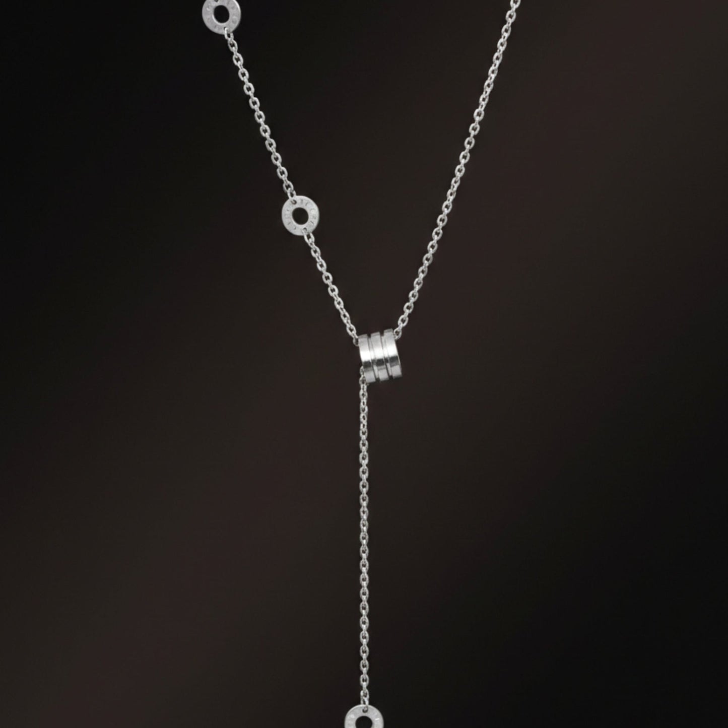 THE MEN THING SS Pendant/ Necklace LARIAT CIRCLE DROP - Pure Titanium Steel Pendant with 20 inch Link Box 4mm Chain for Men & Boys