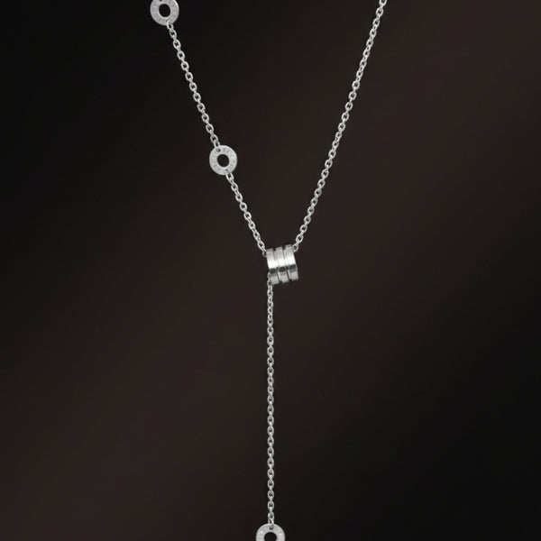 LARIAT CIRCLE DROP - Pure Titanium Steel Pendant with 20 inch Link Box 4mm Chain for Men & Boys
