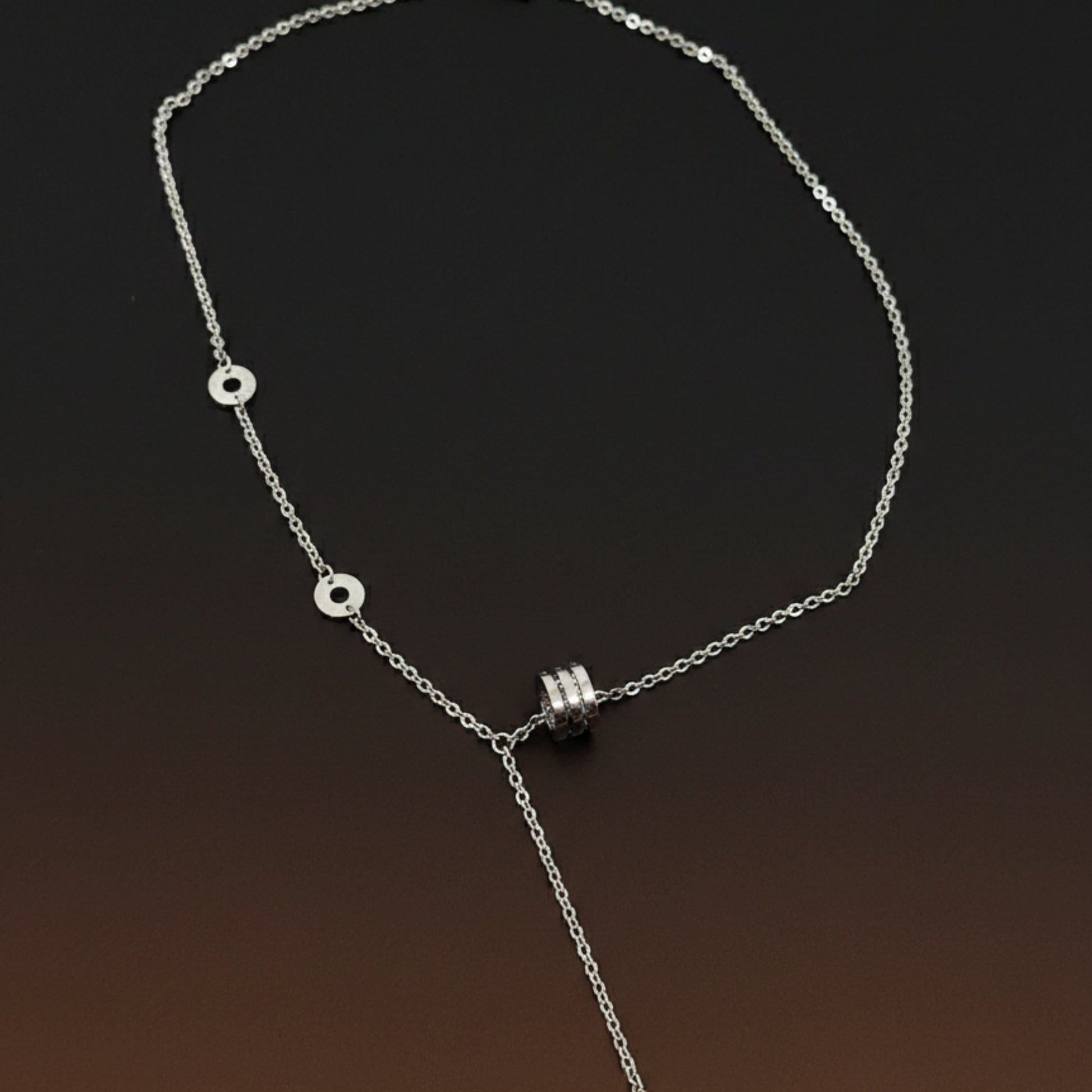 THE MEN THING SS Pendant/ Necklace LARIAT CIRCLE DROP - Pure Titanium Steel Pendant with 20 inch Link Box 4mm Chain for Men & Boys