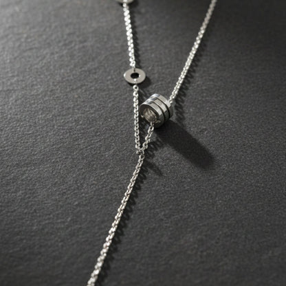 THE MEN THING SS Pendant/ Necklace LARIAT CIRCLE DROP - Pure Titanium Steel Pendant with 20 inch Link Box 4mm Chain for Men & Boys