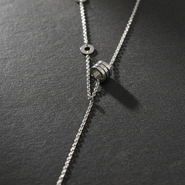 LARIAT CIRCLE DROP - Pure Titanium Steel Pendant with 20 inch Link Box 4mm Chain for Men & Boys