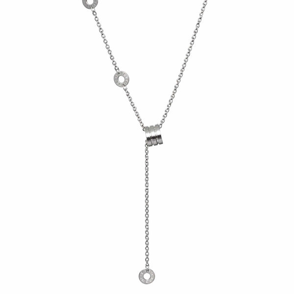 LARIAT CIRCLE DROP - Pure Titanium Steel Pendant with 20 inch Link Box 4mm Chain for Men & Boys