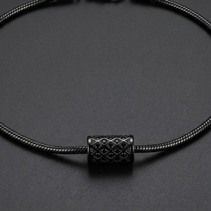 THE MEN THING SS Pendant/ Necklace LATTICE CYLINDER - BLACK - 11mm Titanium Steel Pendant with 19 to21 inch Adjustable Snake 3mm Chain for Men & Boys