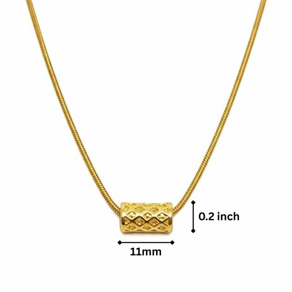 LATTICE CYLINDER - GOLDEN - 11mm Pure Titanium Steel Pendant with 19 to21 inch Adjustable Snake 3mm Golden Chain for Men & Boys