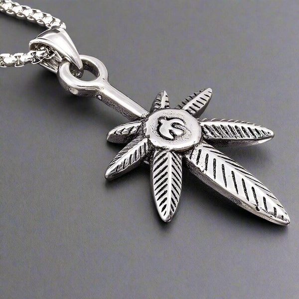 LEAF OF LIFE - पुरुषों और लड़कों के लिए 24 इंच गोल बॉक्स चेन के साथ शुद्ध टाइटेनियम स्टील पेंडेंट