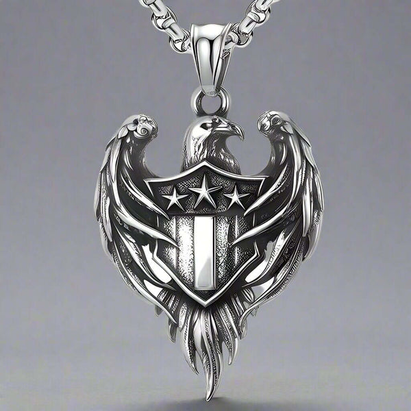 LIBERTY WINGS - Alloy The Eagle Pendant with Stainless Steel 24inch Round Box Chain, European trending for Men & Boy