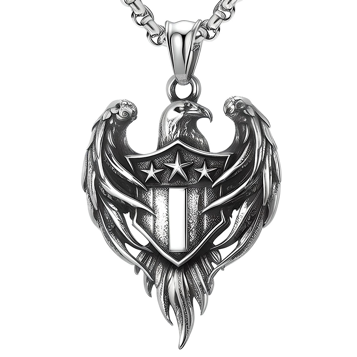 THE MEN THING SS Pendant/ Necklace LIBERTY WINGS - Alloy The Eagle Pendant with Stainless Steel 24inch Round Box Chain, European trending for Men & Boy