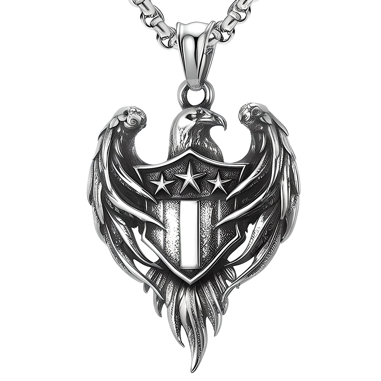 THE MEN THING SS Pendant/ Necklace LIBERTY WINGS - Alloy The Eagle Pendant with Stainless Steel 24inch Round Box Chain, European trending for Men & Boy