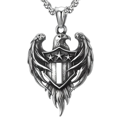 THE MEN THING SS Pendant/ Necklace LIBERTY WINGS - Alloy The Eagle Pendant with Stainless Steel 24inch Round Box Chain, European trending for Men & Boy