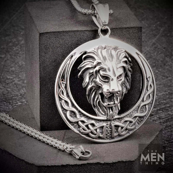 LION KINGDOM -  Pure Titanium Steel Pendant with 24inch Round Box Chain for Men & Boys