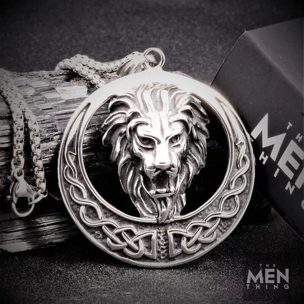 LION KINGDOM -  Pure Titanium Steel Pendant with 24inch Round Box Chain for Men & Boys