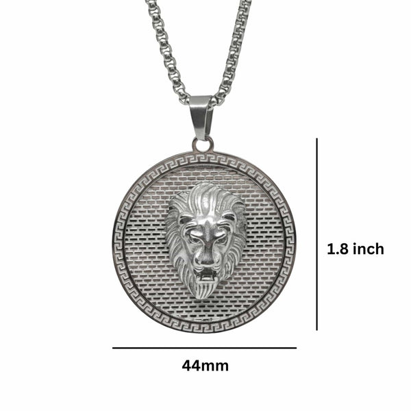 LION REIGN - 37mm Titanium Steel Pendant with 24inch Round Box 5mm Chain for Men & Boys