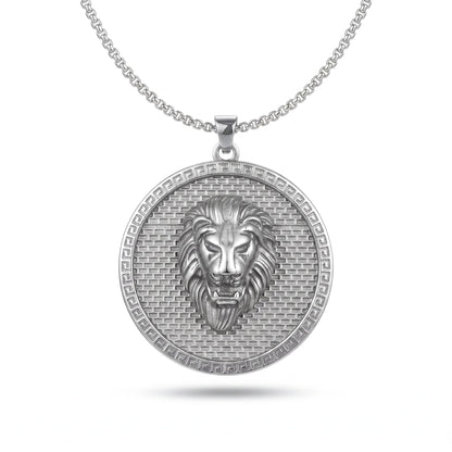 THE MEN THING SS Pendant/ Necklace LION REIGN - 37mm Titanium Steel Pendant with 24inch Round Box 5mm Chain for Men & Boys