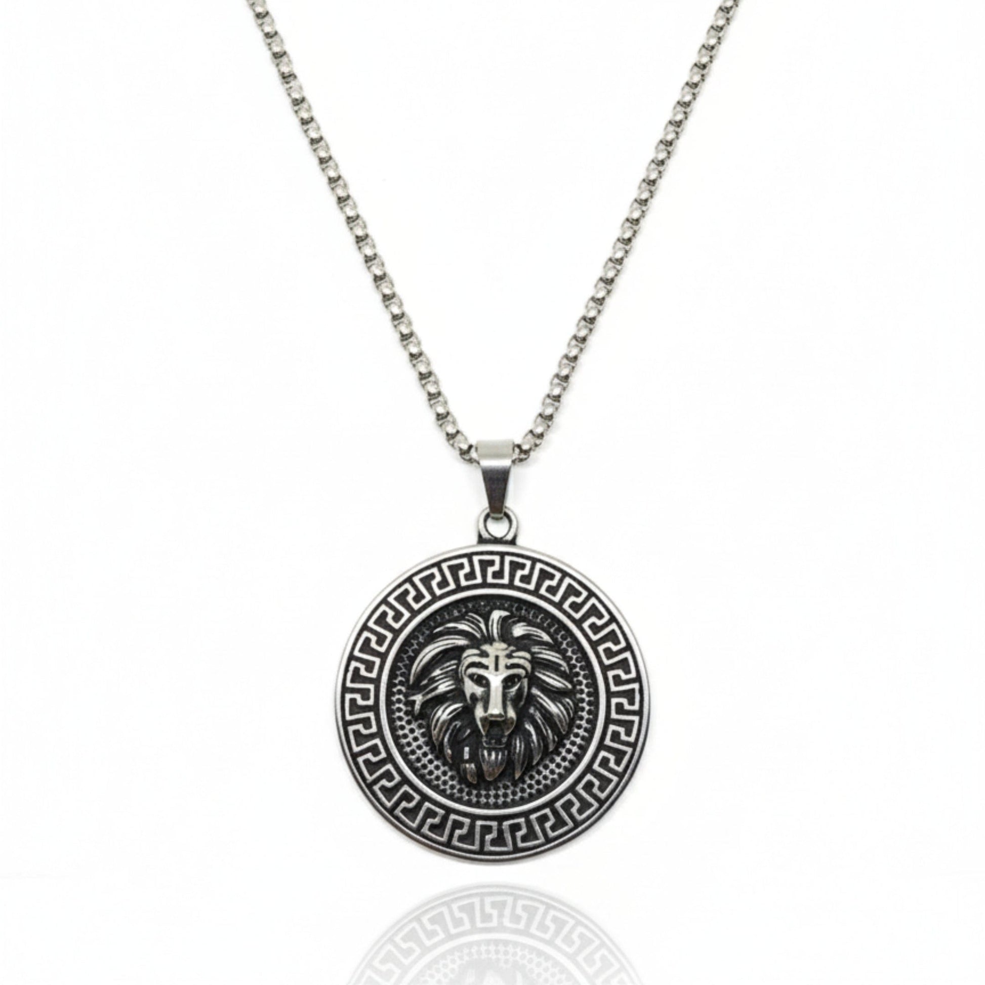 THE MEN THING SS Pendant/ Necklace LION SEAL - 40mm Titanium Steel Pendant with 24inch Round Box 5mm Chain for Men & Boys