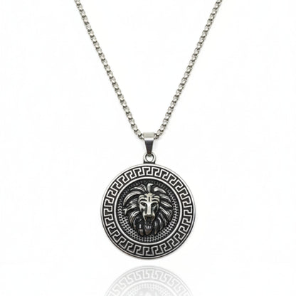 THE MEN THING SS Pendant/ Necklace LION SEAL - 40mm Titanium Steel Pendant with 24inch Round Box 5mm Chain for Men & Boys