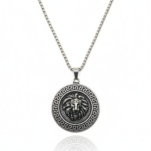 THE MEN THING SS Pendant/ Necklace LION SEAL - 40mm Titanium Steel Pendant with 24inch Round Box 5mm Chain for Men & Boys