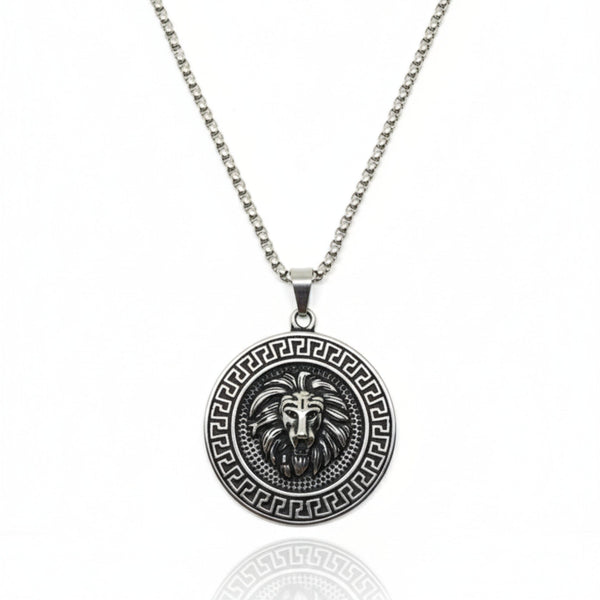 LION SEAL - 40mm Titanium Steel Pendant with 24inch Round Box 5mm Chain for Men & Boys