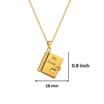 THE MEN THING SS Pendant/ Necklace LOVE DIARY - 18mm Pure Titanium Steel Pendant with 3mm Chain for Men & Boys (17 to 19 inch Adjustable Cable Chain)