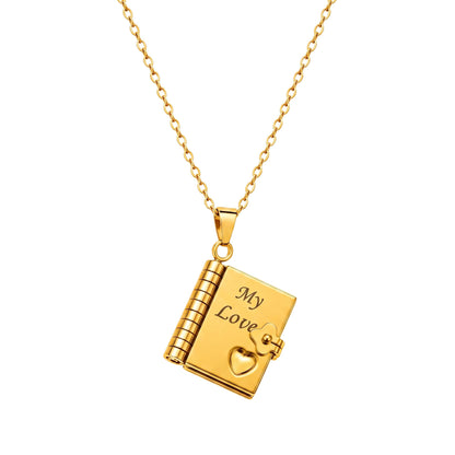 THE MEN THING SS Pendant/ Necklace LOVE DIARY - 18mm Pure Titanium Steel Pendant with 3mm Chain for Men & Boys (17 to 19 inch Adjustable Cable Chain)