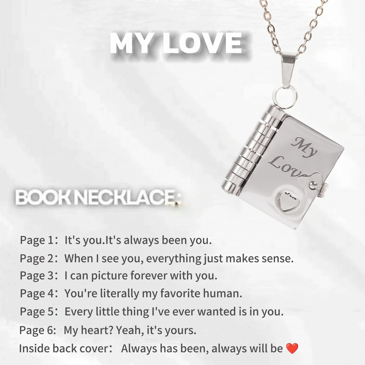 THE MEN THING SS Pendant/ Necklace LOVE DIARY - STEEL - 18mm Pure Titanium Steel Pendant with 3mm Chain for Men & Boys (17 to 19 inch Adjustable Cable Chain)
