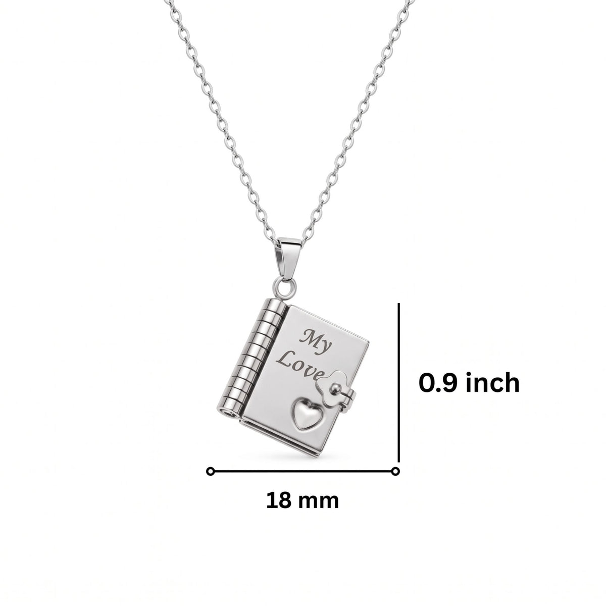 THE MEN THING SS Pendant/ Necklace LOVE DIARY - STEEL - 18mm Pure Titanium Steel Pendant with 3mm Chain for Men & Boys (17 to 19 inch Adjustable Cable Chain)