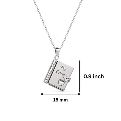 THE MEN THING SS Pendant/ Necklace LOVE DIARY - STEEL - 18mm Pure Titanium Steel Pendant with 3mm Chain for Men & Boys (17 to 19 inch Adjustable Cable Chain)
