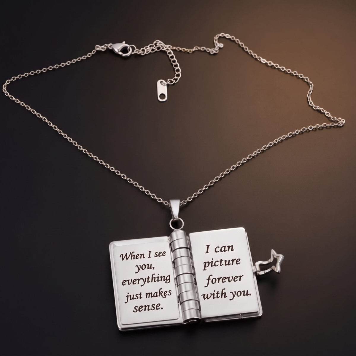 THE MEN THING SS Pendant/ Necklace LOVE DIARY - STEEL - 18mm Pure Titanium Steel Pendant with 3mm Chain for Men & Boys (17 to 19 inch Adjustable Cable Chain)