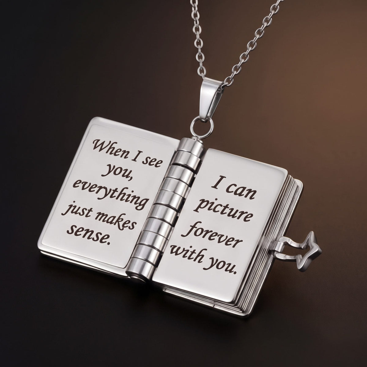 THE MEN THING SS Pendant/ Necklace LOVE DIARY - STEEL - 18mm Pure Titanium Steel Pendant with 3mm Chain for Men & Boys (17 to 19 inch Adjustable Cable Chain)