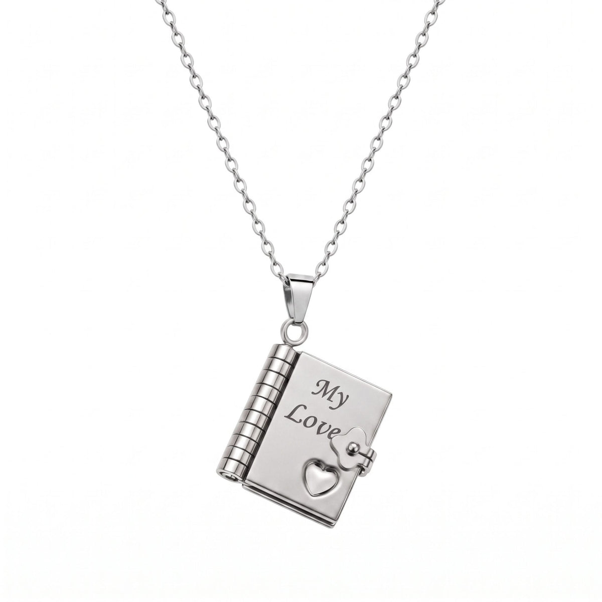 THE MEN THING SS Pendant/ Necklace LOVE DIARY - STEEL - 18mm Pure Titanium Steel Pendant with 3mm Chain for Men & Boys (17 to 19 inch Adjustable Cable Chain)