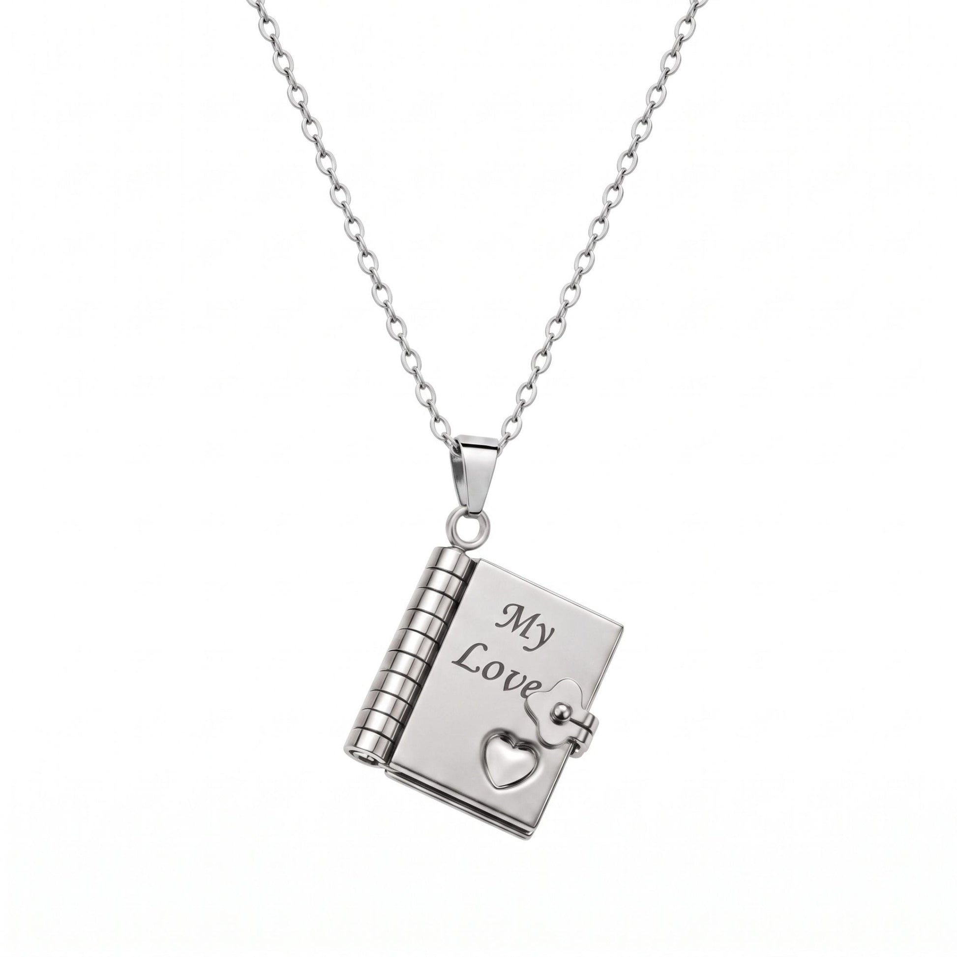 THE MEN THING SS Pendant/ Necklace LOVE DIARY - STEEL - 18mm Pure Titanium Steel Pendant with 3mm Chain for Men & Boys (17 to 19 inch Adjustable Cable Chain)