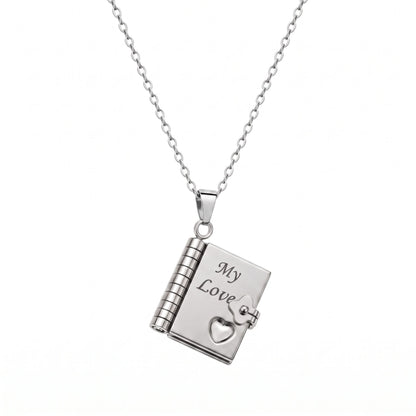 THE MEN THING SS Pendant/ Necklace LOVE DIARY - STEEL - 18mm Pure Titanium Steel Pendant with 3mm Chain for Men & Boys (17 to 19 inch Adjustable Cable Chain)