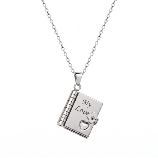 LOVE DIARY - STEEL - 18mm Pure Titanium Steel Pendant with 3mm Chain for Men & Boys (17 to 19 inch Adjustable Cable Chain)