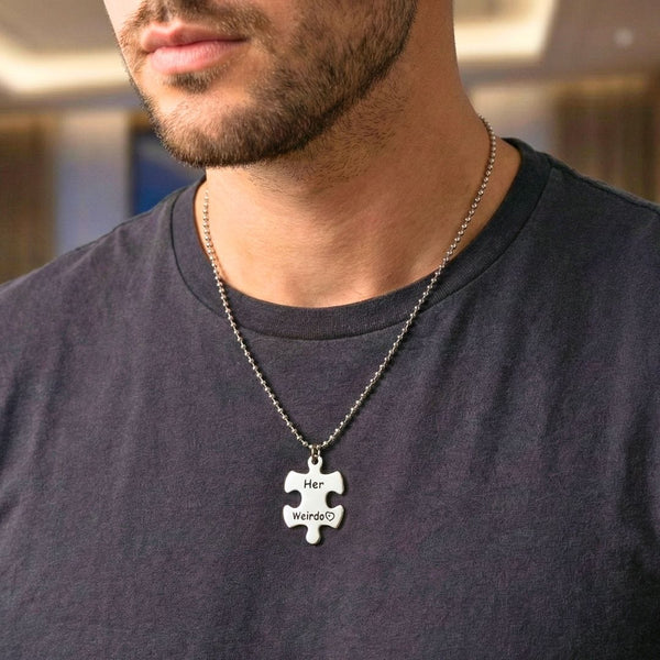 LOVE FIT PUZZLE - Titanium Steel Pendant with 24inch Chain for Men & Boys