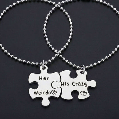 THE MEN THING SS Pendant/ Necklace LOVE FIT PUZZLE - Titanium Steel Pendant with 24inch Chain for Men & Boys