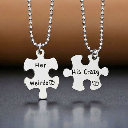 THE MEN THING SS Pendant/ Necklace LOVE FIT PUZZLE - Titanium Steel Pendant with 24inch Chain for Men & Boys