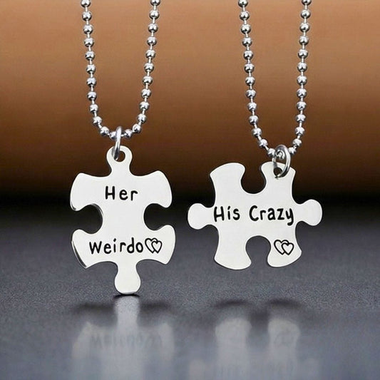 THE MEN THING SS Pendant/ Necklace LOVE FIT PUZZLE - Titanium Steel Pendant with 24inch Chain for Men & Boys