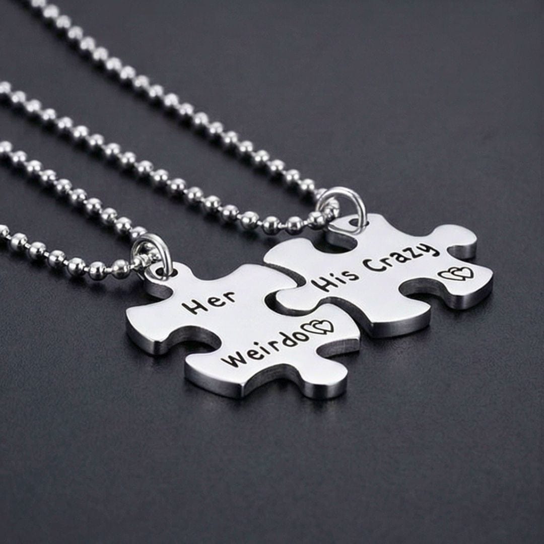 THE MEN THING SS Pendant/ Necklace LOVE FIT PUZZLE - Titanium Steel Pendant with 24inch Chain for Men & Boys